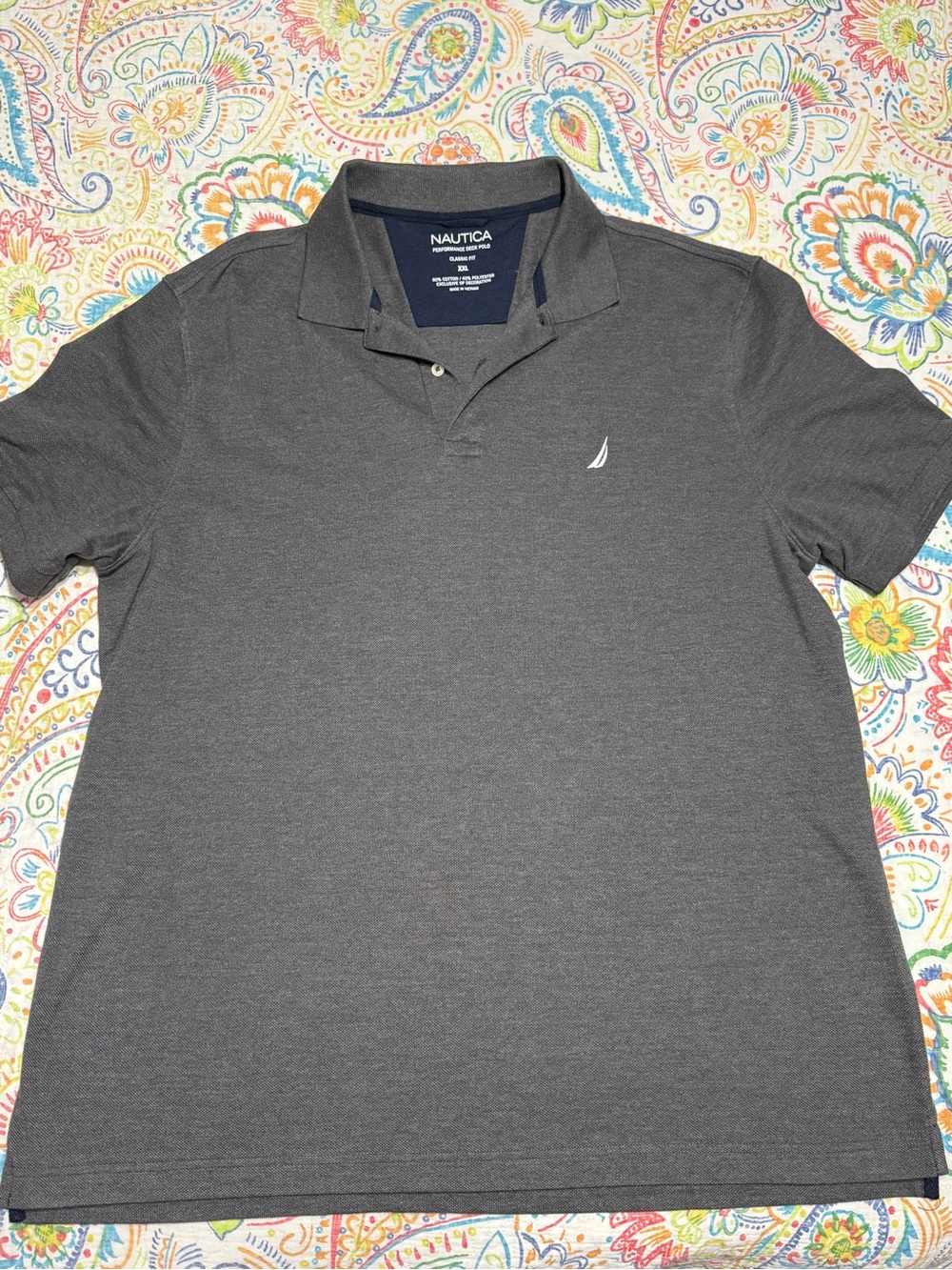 Nautica Men's Charcoal Gray Polo with Sail Logo